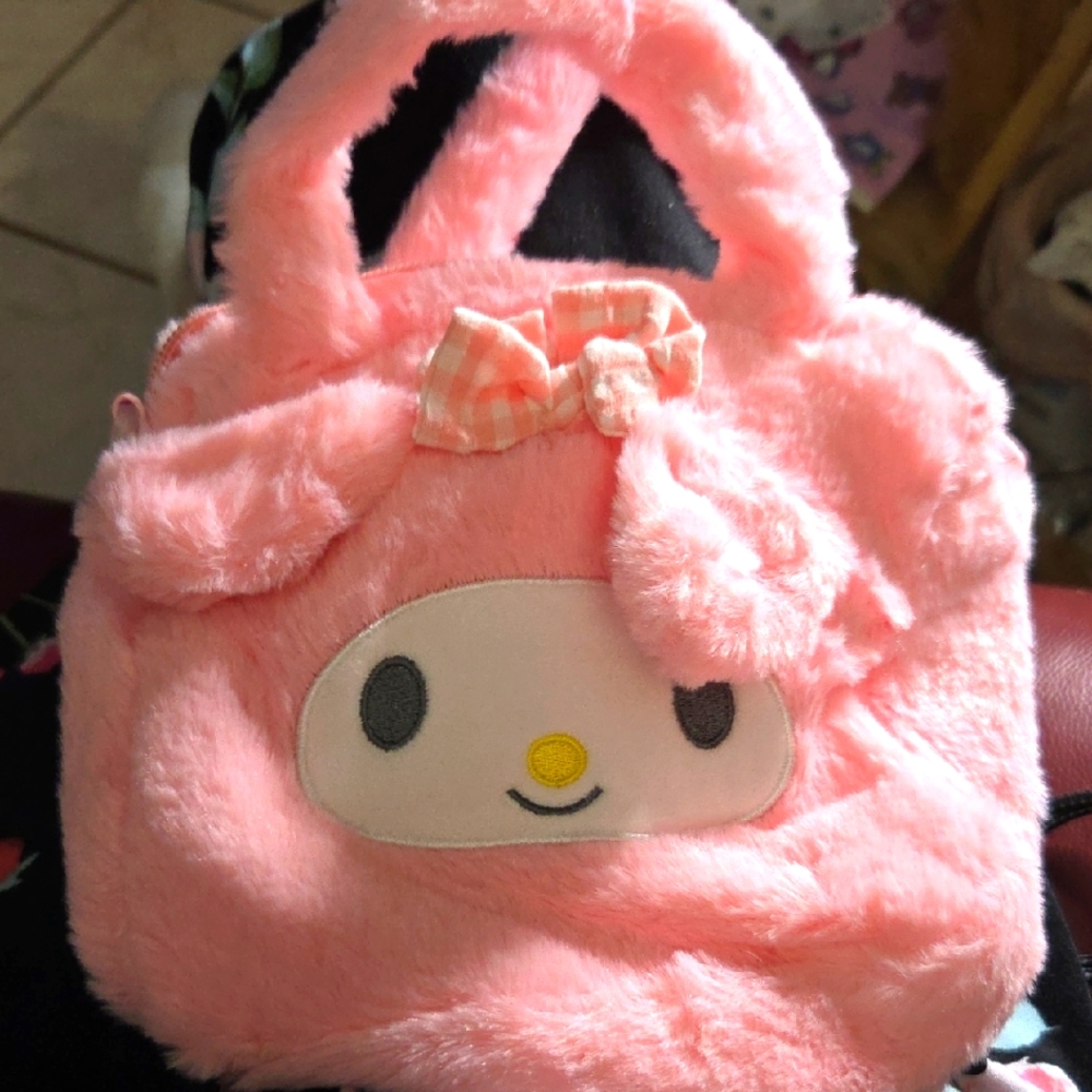 Miss Melody Cute Pink Plush Character Handle Or Crossbody Bag NWOT 9×7